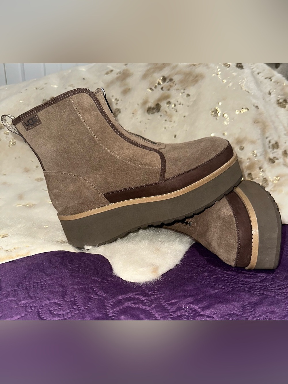 UGG Kattie Platform Ankle Boots Brown US 9